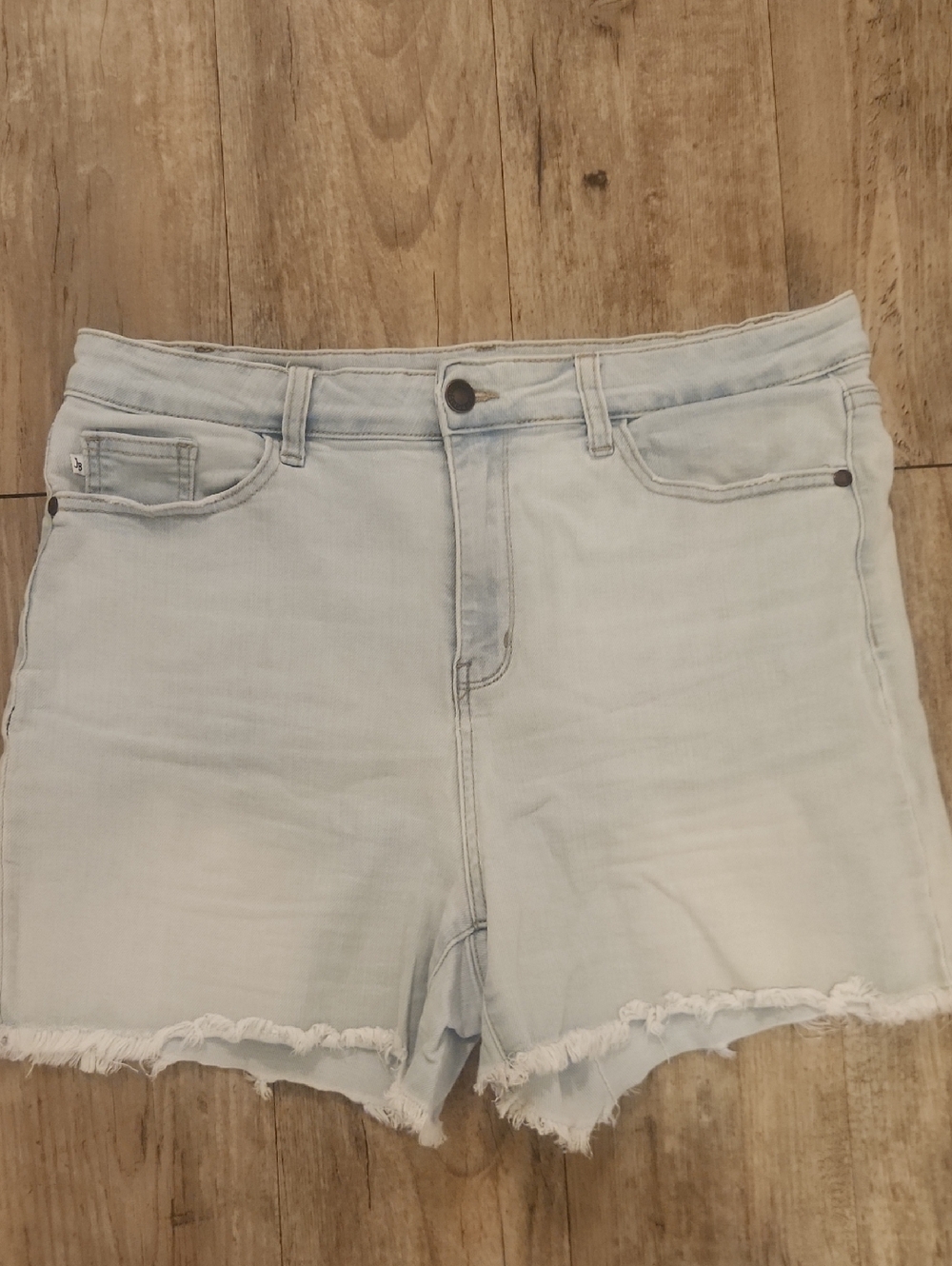 Judy Blue Light Blue High-Rise Frayed Hem Jean Shorts